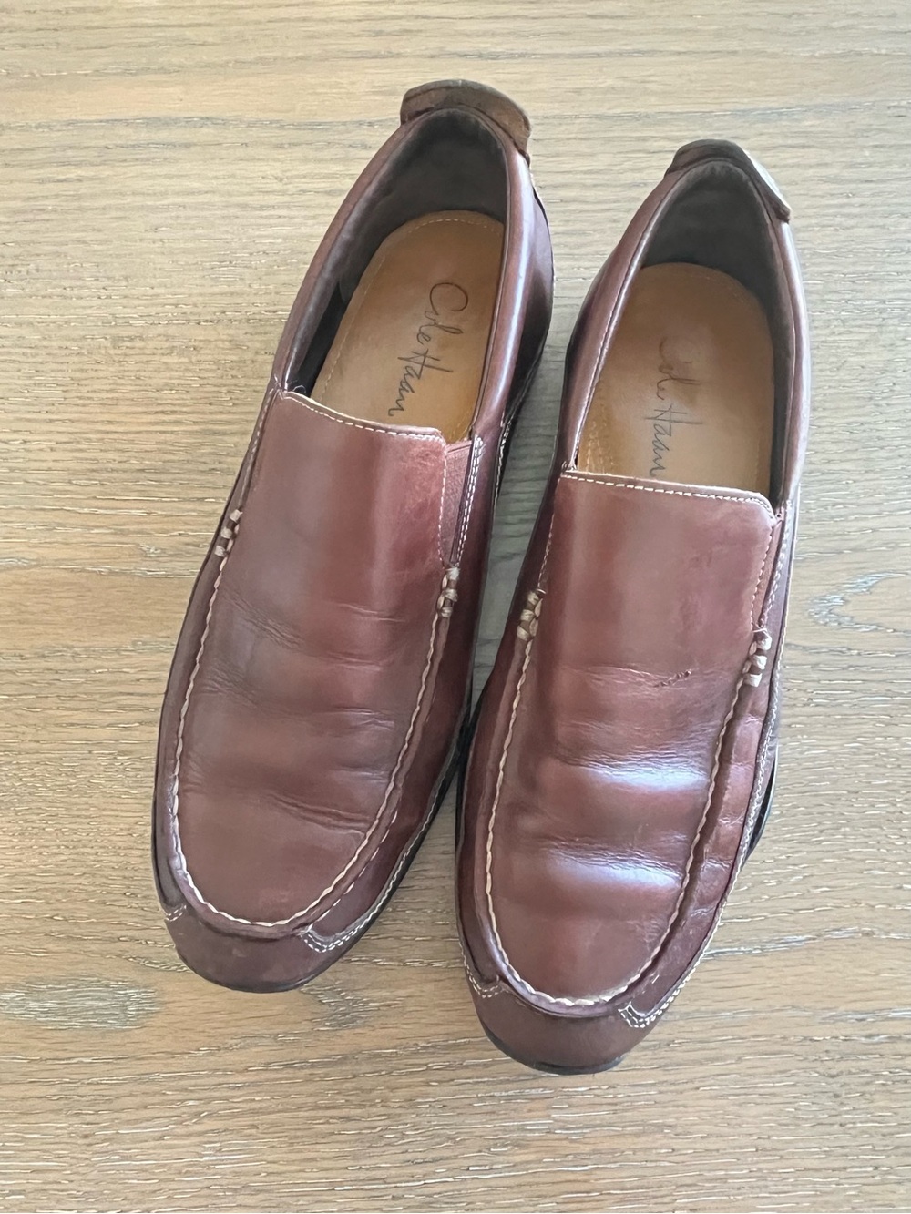 Cole Haan Men’s Tucker Venetian Chestnut Brown Leather Slip-On Loafers Size 9.5